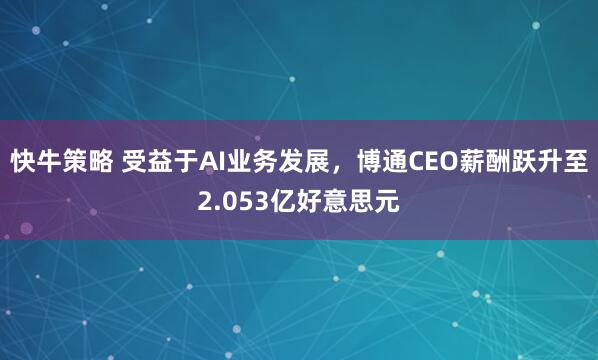 快牛策略 受益于AI业务发展，博通CEO薪酬跃升至2.053亿好意思元